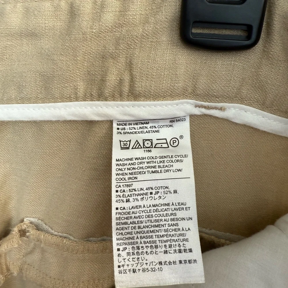 Banana Republic Blake Fit Tan Linen Blend Wide Leg Crop Pants Women’s Sz 12
